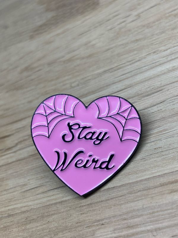 Metal Enamel Pin - Stay Weird (heart)