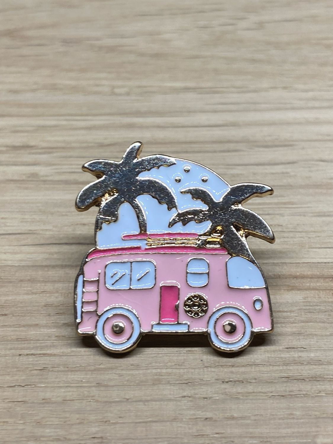 Metal Enamel Pin - Camper Van Pink
