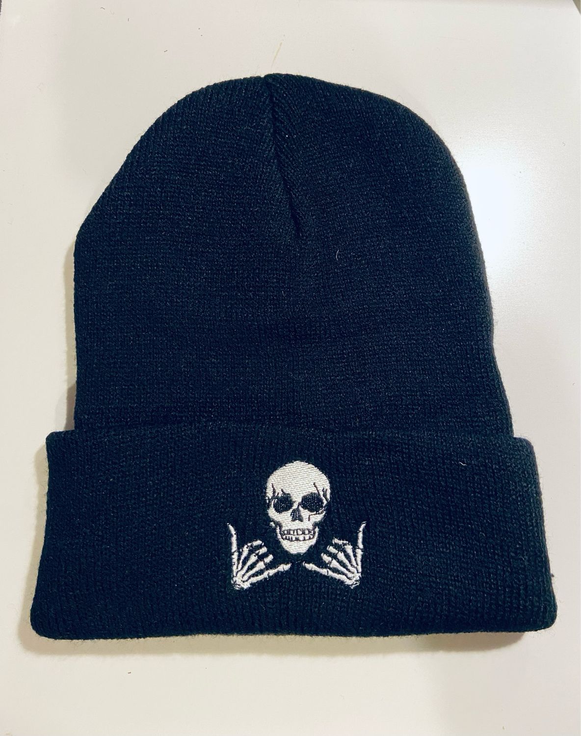Headwear - Embroidered Skull Vibes. Black.