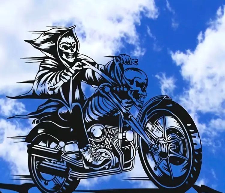 Metal Art - Motorbike Skeleton Wind Vane