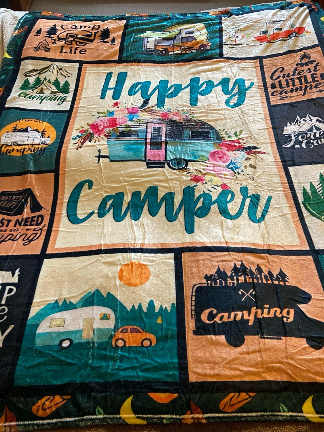 Soft Furnishings - Floral Happy Campers - Soft Throw/Blanket 130 x 150cm