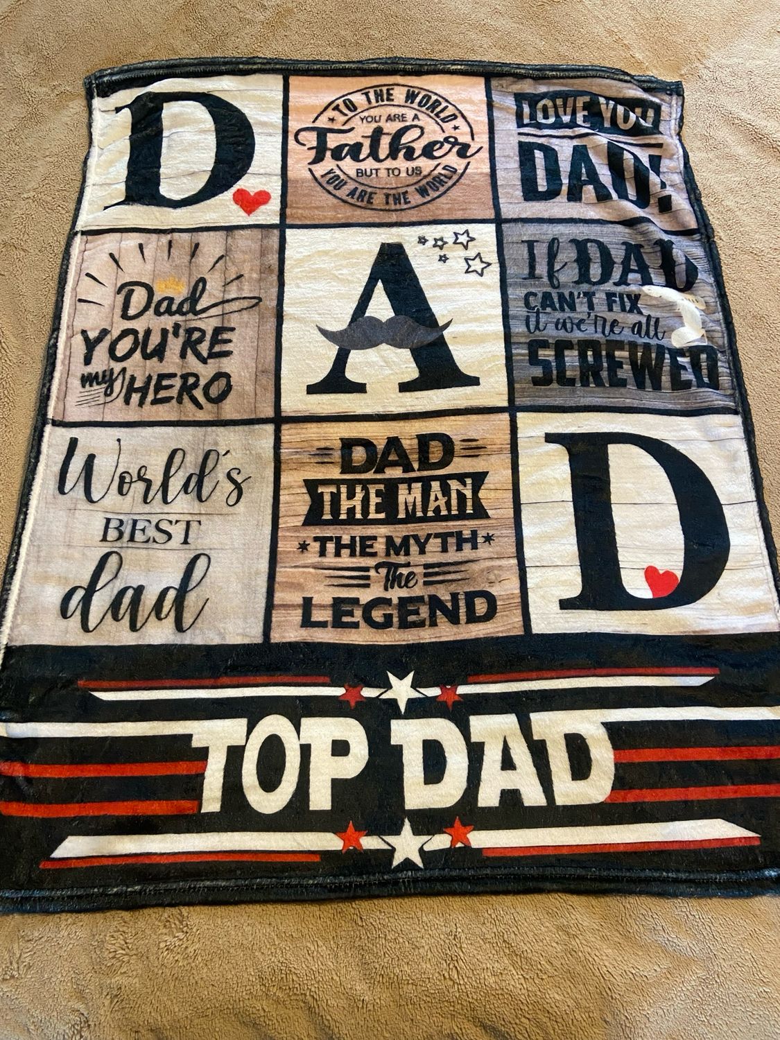 Soft Furnishings - Soft Throw - Top Dad - 70cm X 100cm