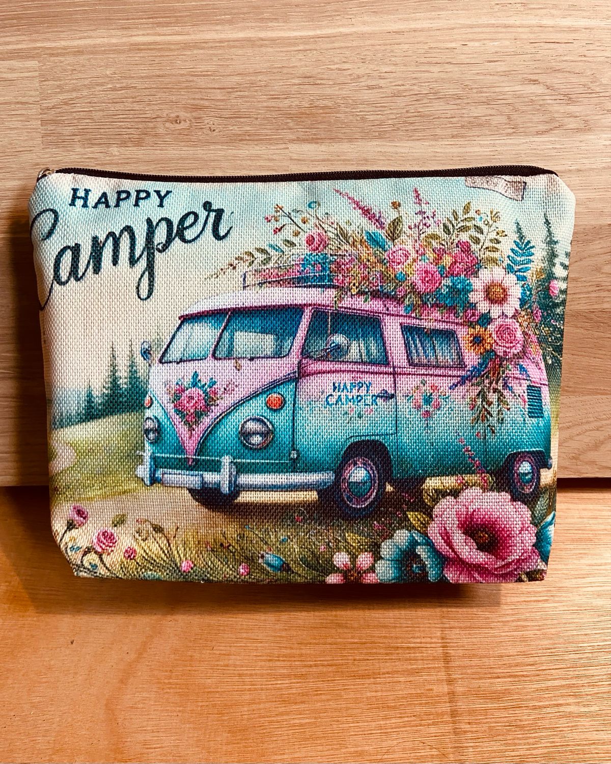 Something For The Girls - Happy Camper Linen Make Up Bag