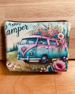 Something For The Girls - Happy Camper Linen Make Up Bag