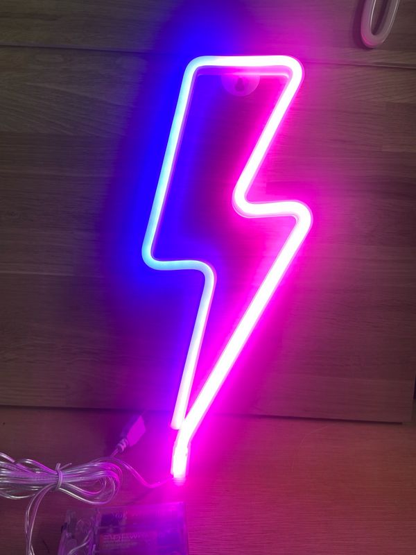 Neon Light - Blue And Pink Lightening Bolt