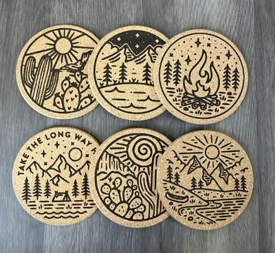Accessories - Outdoor Themed Cork Coasters (6) Accessories - Outdoor Themed Cork Coasters (6)