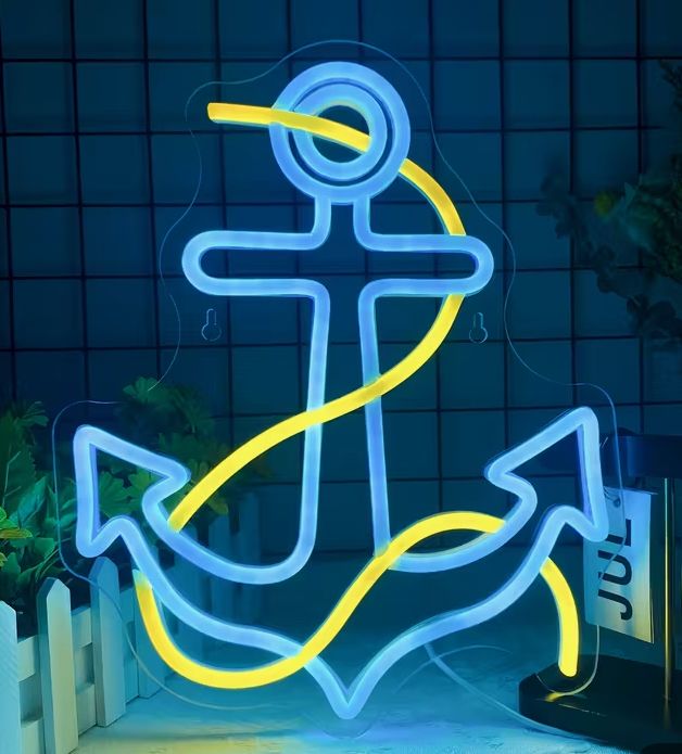 Neon LED Light Sign - Anchor Blue