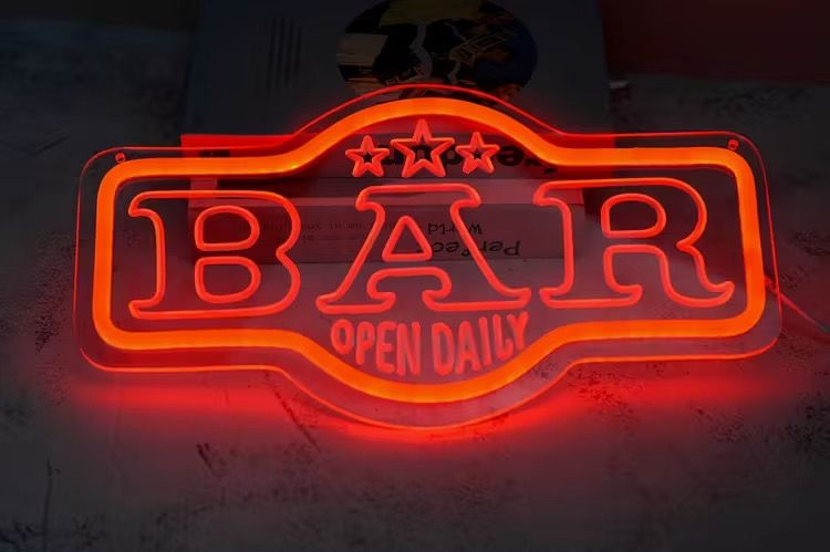 Neon LED Light Sign - Bar Open Daily - Red