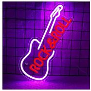 Neon LED Light Sign - Rock &amp; Roll Guitar