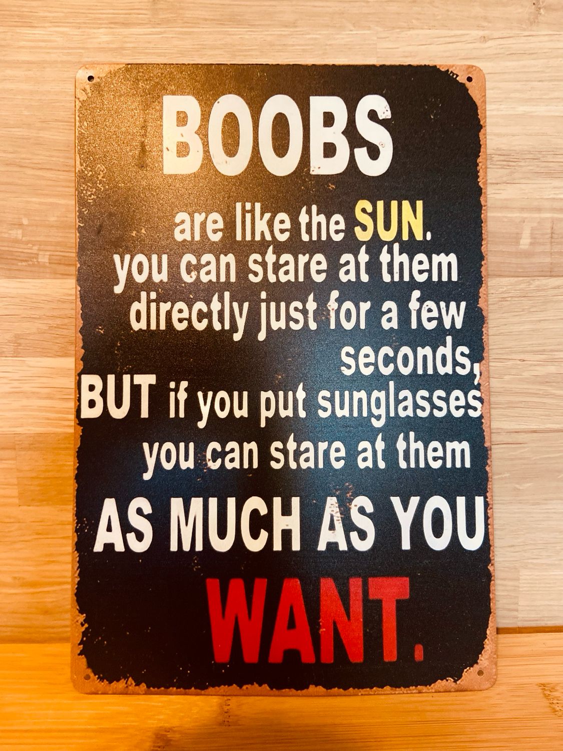 Metal Sign - Boobs Humour Sign
