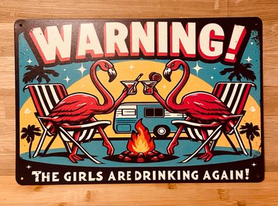 Metal Sign - Warning The Girls Are Drinking Again