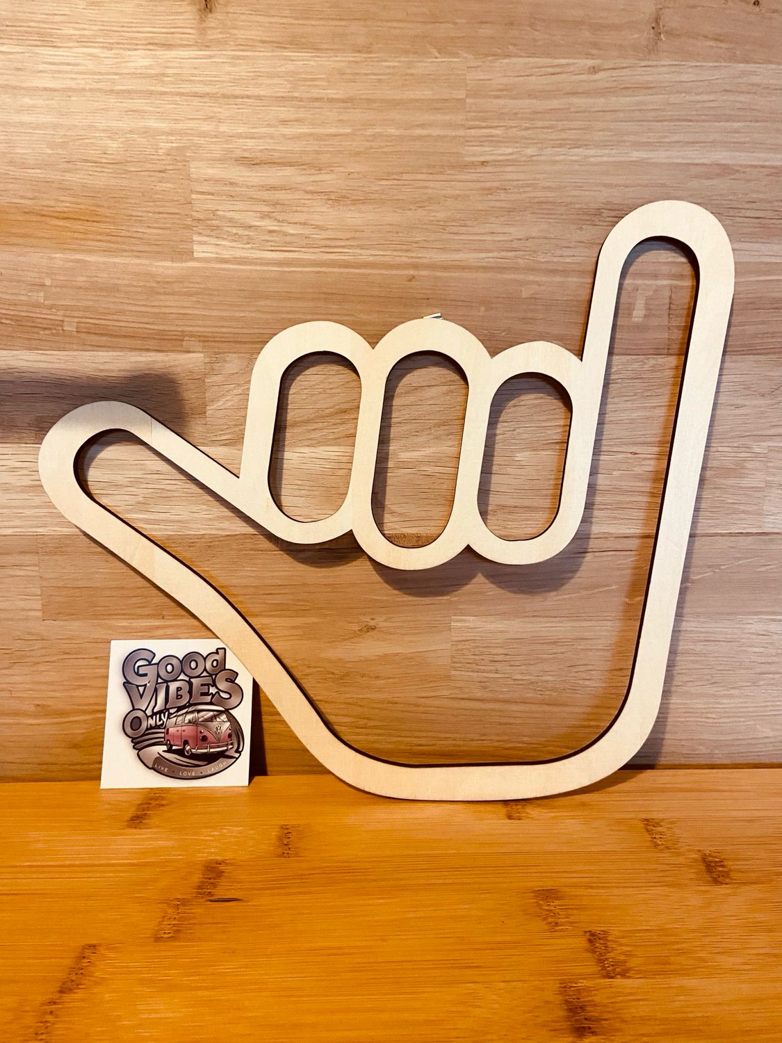 Hanging Wooden Sign - Shaka Hand Wave