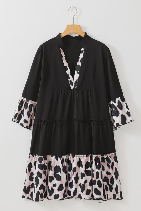 JA Black Leopard Ruffle Dress