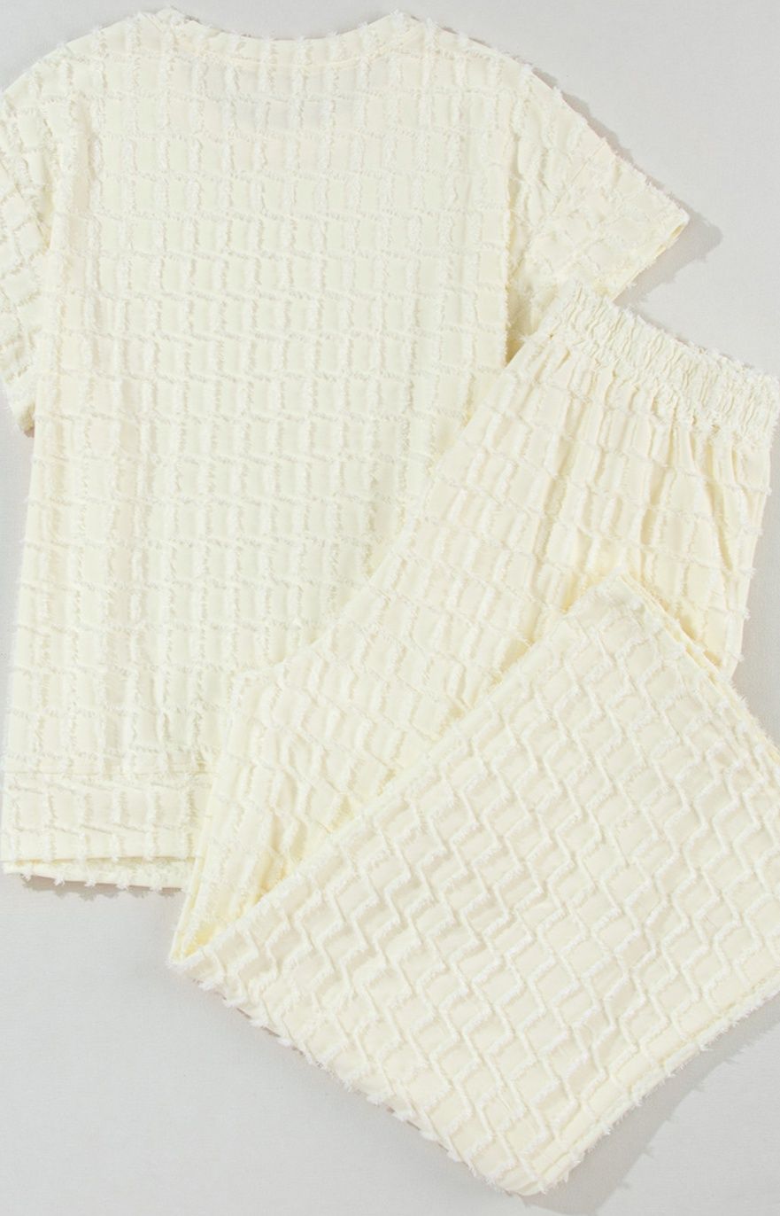Lattice Textured Short Sleeve Set JA