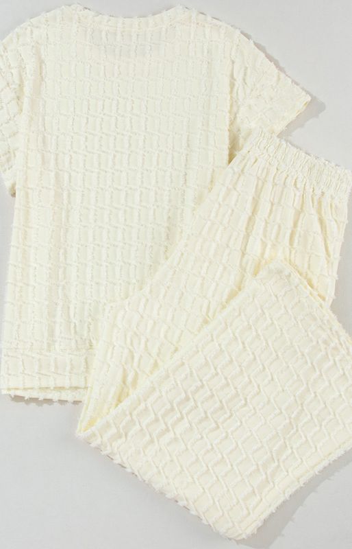 Lattice Textured Short Sleeve Set JA