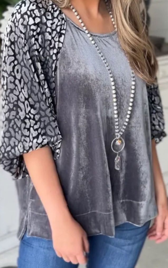 Leopard Velvet Blouse JA