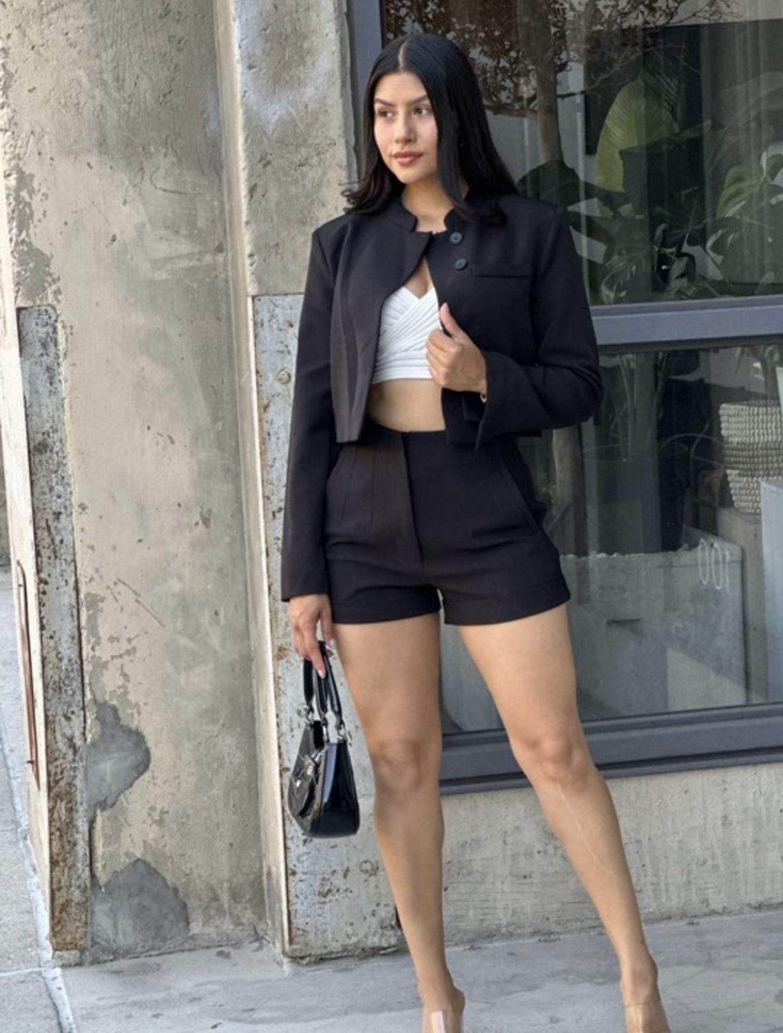 Black crop blazer