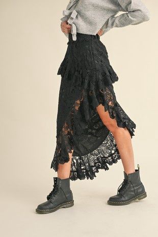 Black lace skirt w/ slit