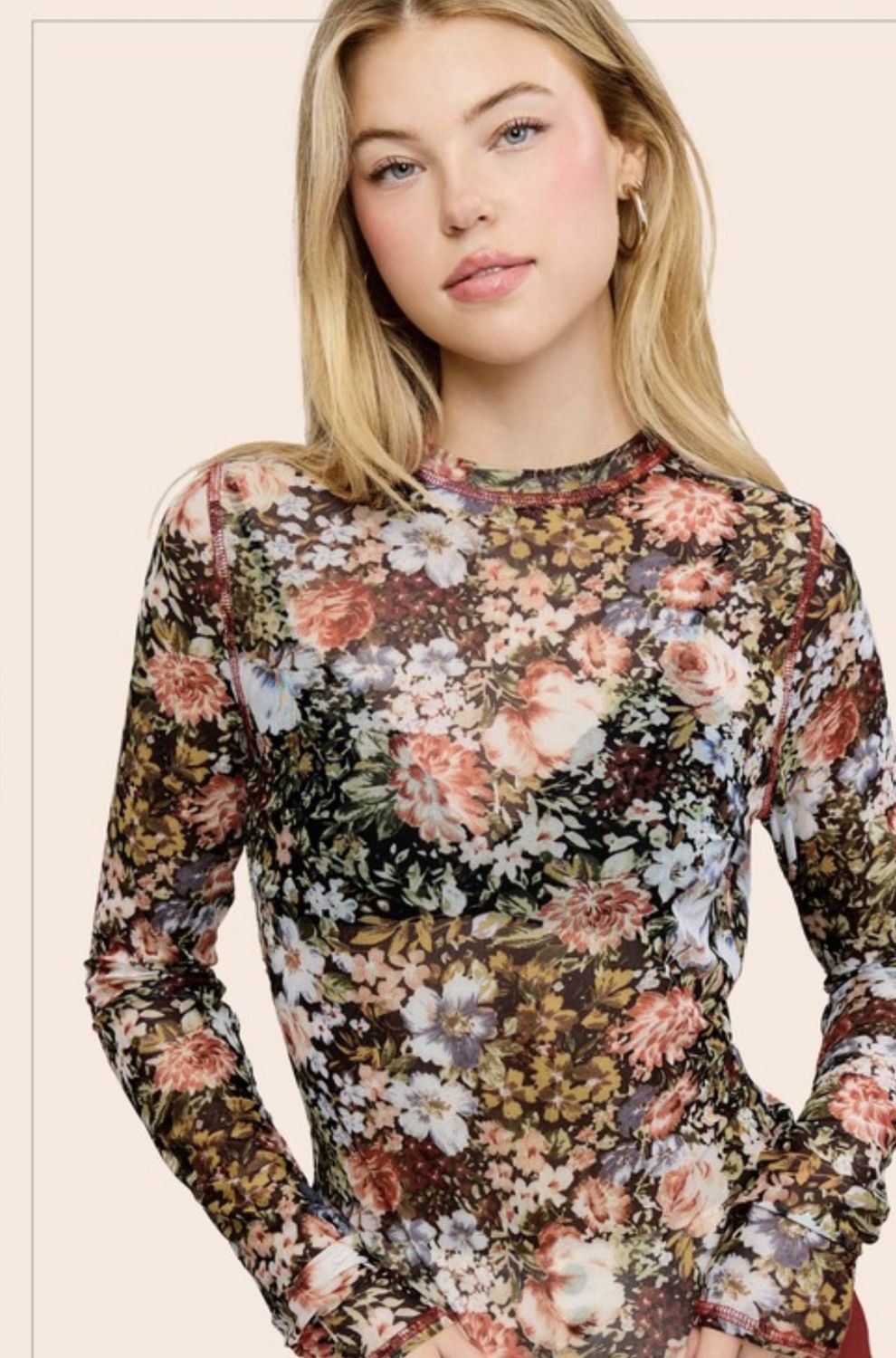 Floral mesh top