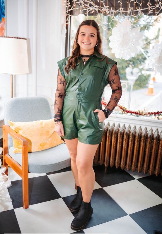 Green pleather jumper