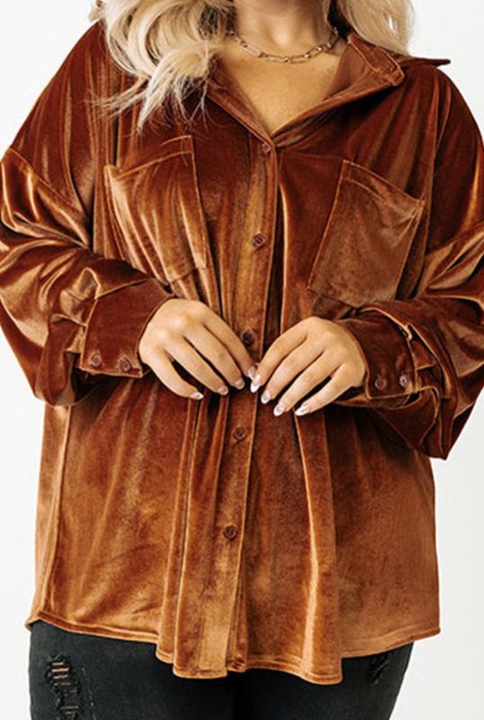 Velvet Drop Shoulder Pocket Shirt JA