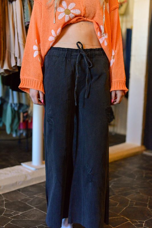 Black Denim distressed pant