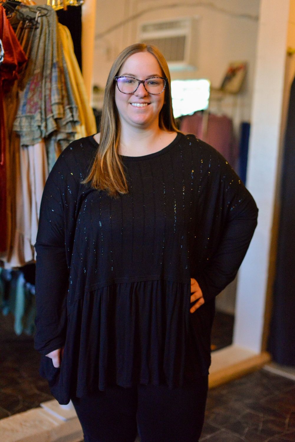 Black long sleeve embellished Plus
