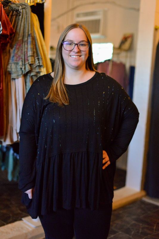 Black long sleeve embellished Plus