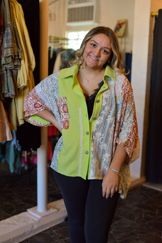 Neon patch button up