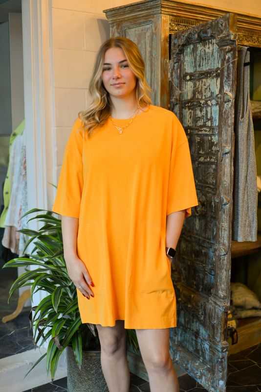 Elbow sleeve dress orange