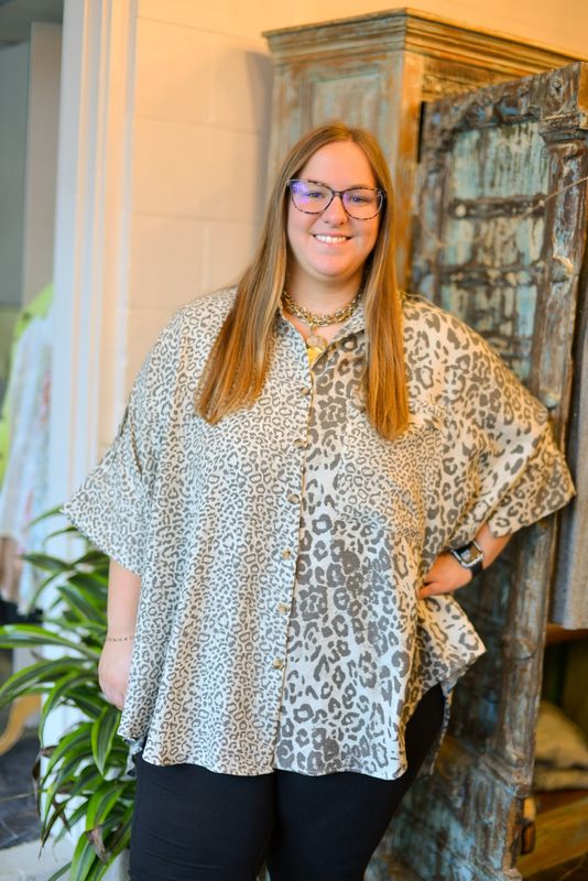 Leopard button up Plus