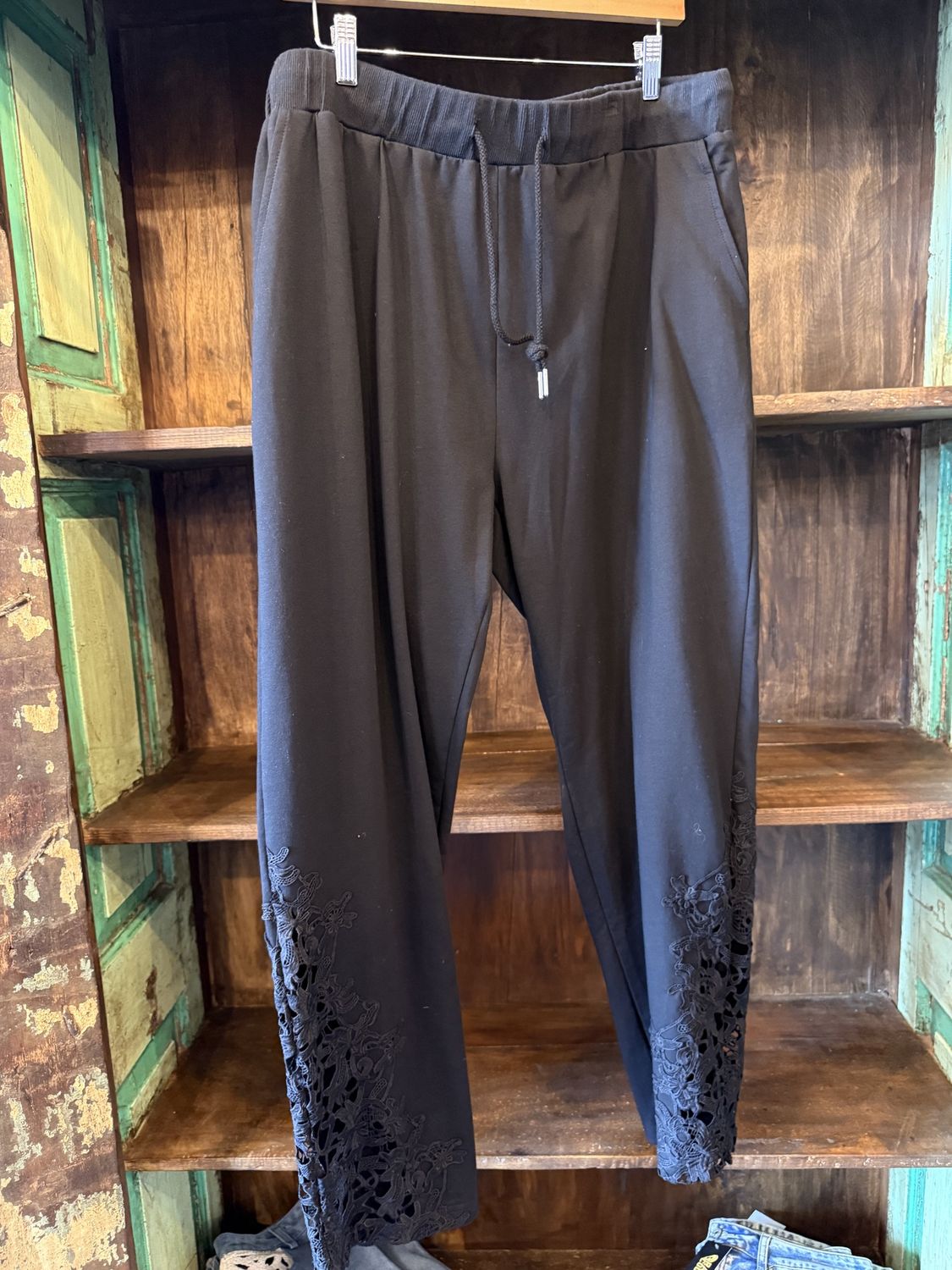 Knit pants with lace details Plus