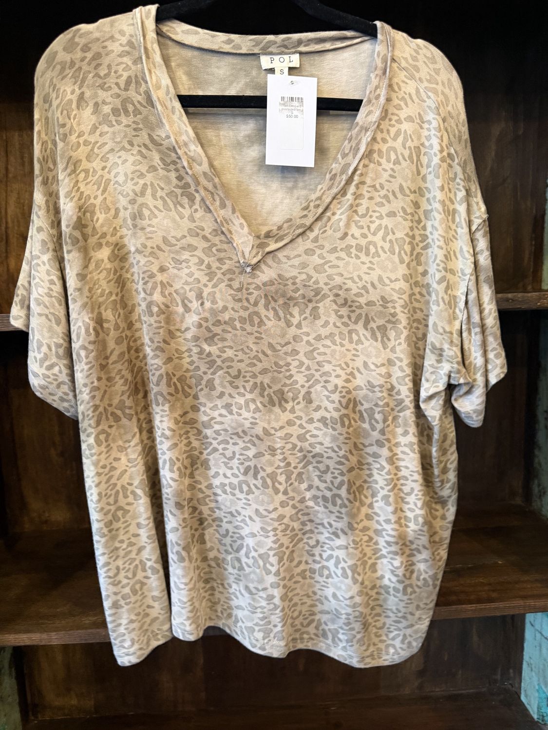 Tan Leopard oversized tee