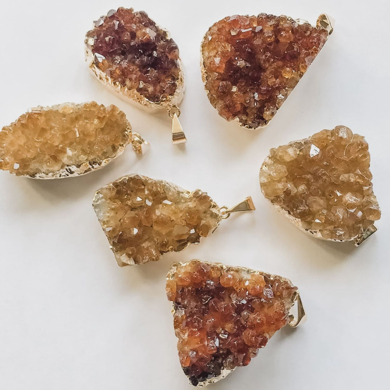 063831 SP Citrine Druzy Pendant