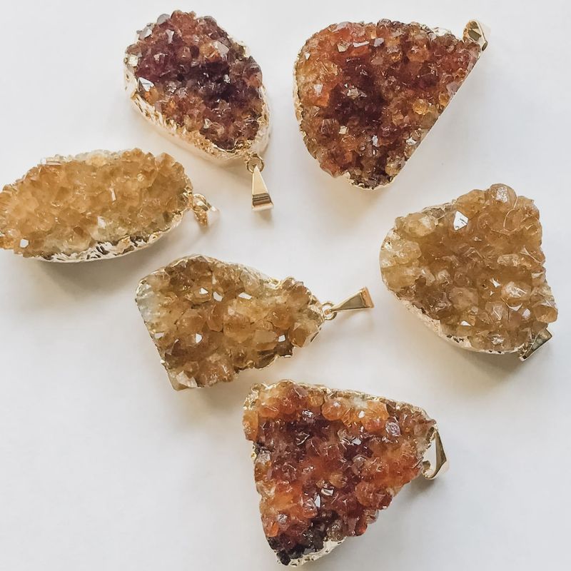 063831 SP Citrine Druzy Pendant