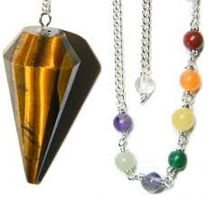Tiger Eye Pendulum w/7 Chakra 9"