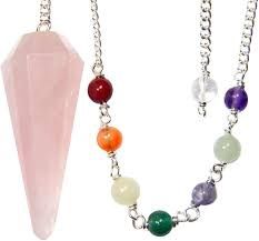 Rose Quartz Pendulum w/Chakra 9"