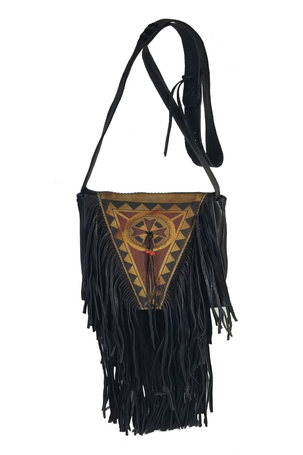 Painted Fringe Bag - Black