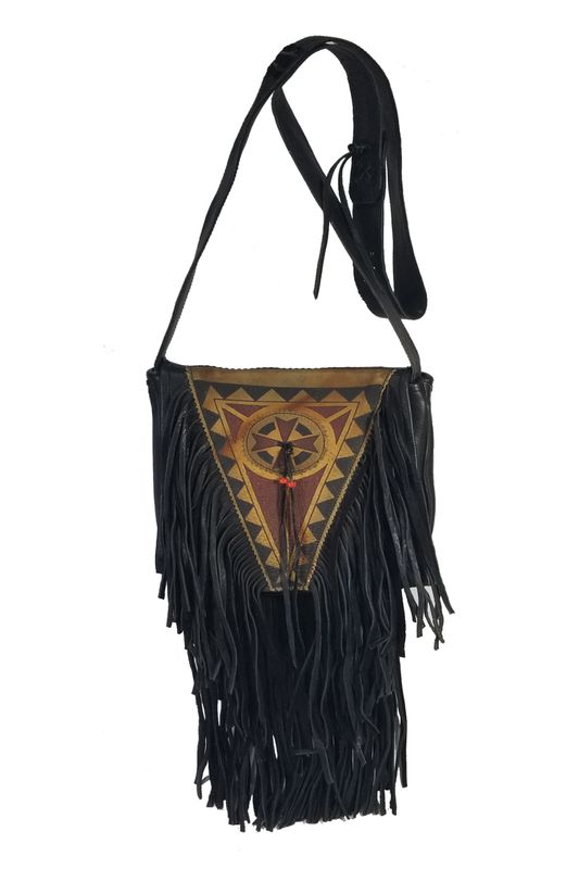 Painted Fringe Bag - Black