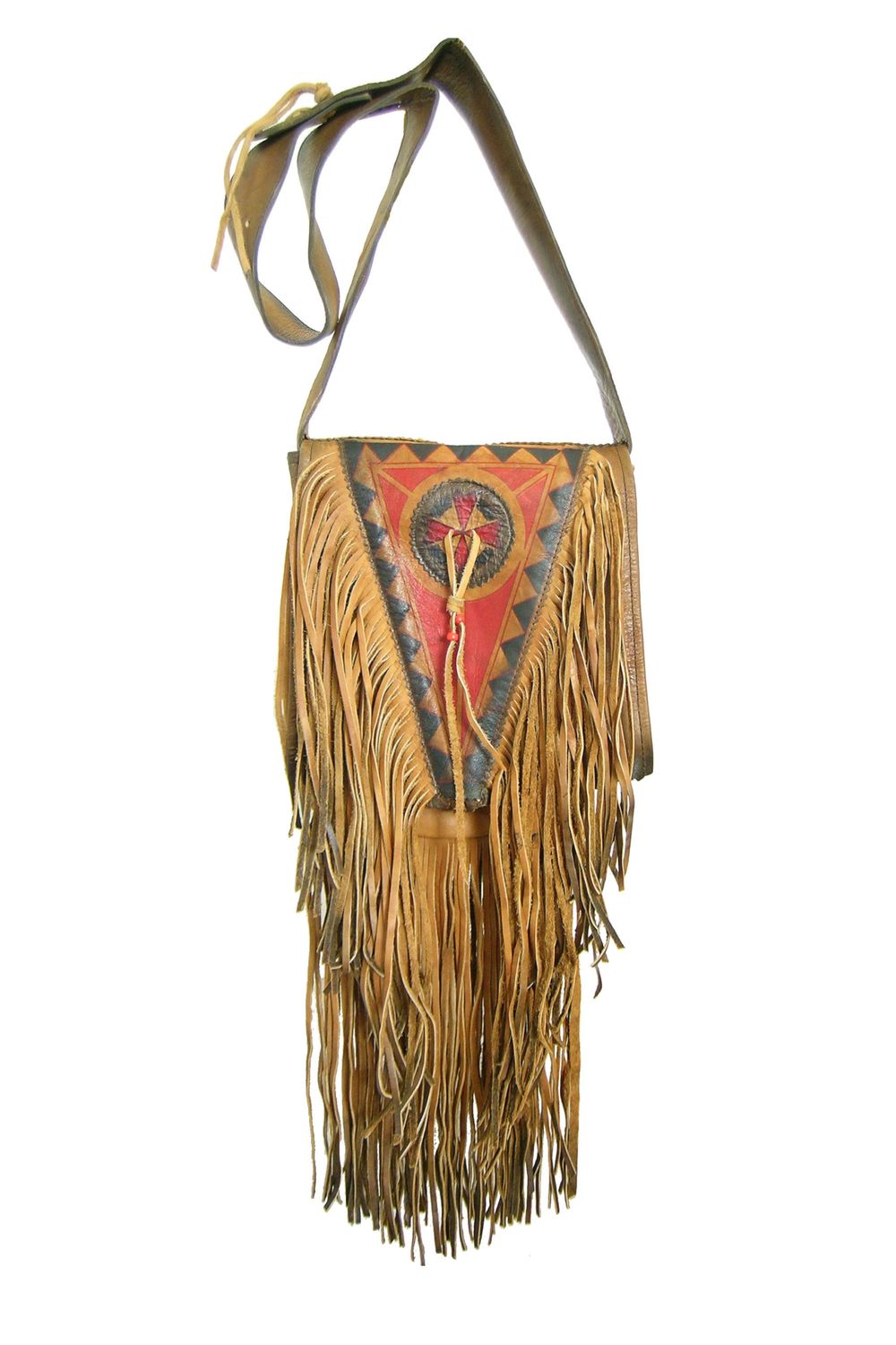 Painted Fringe Bag - Beige