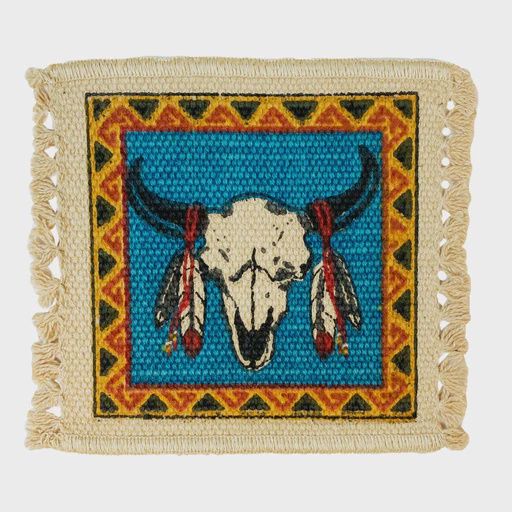 Coaster - Buff Skull/Feather 6"x 6"