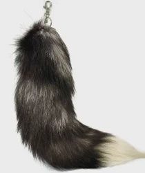 Silver Fox Tail Keychain