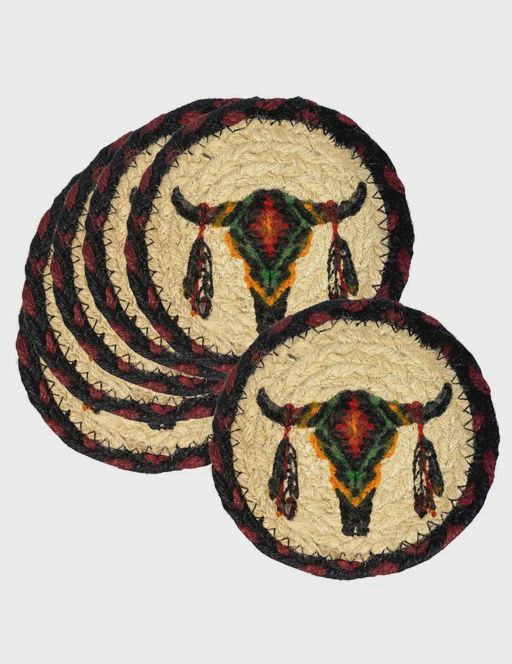 Buff Skull Jute Coaster