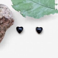 SS 6mm Heart Blk Onyx