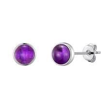 SS 6mm Amethyst Dot Earring