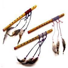 Bamboo Flute w/3 Feather Beads*