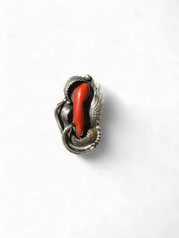 012805 KC1010 Carlos White Eagle Coral Ring