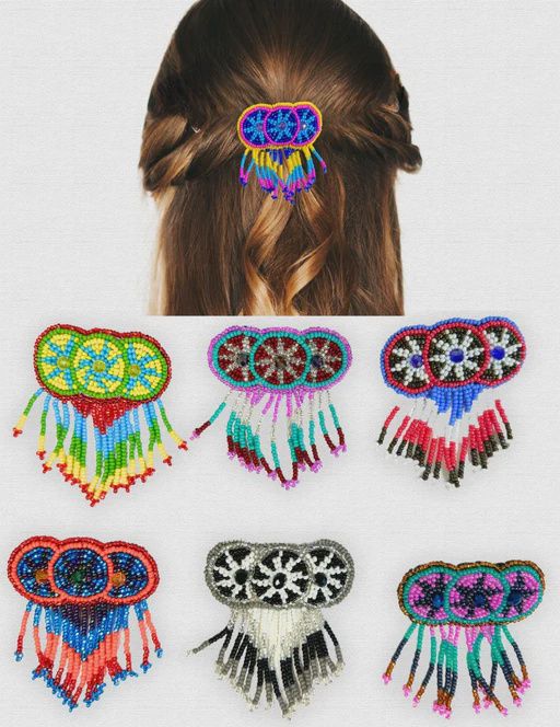 Beaded barrett 3circle w/fring small