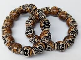 Stretch Bracelet Resin Skull Brown