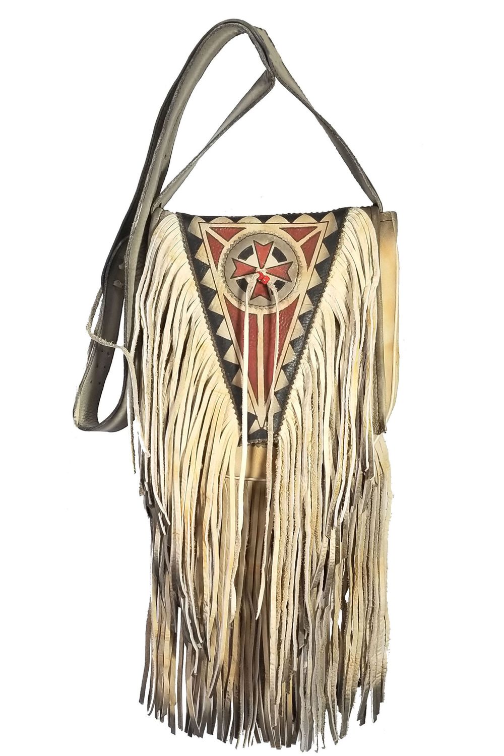 Painted Fringe Bag - Cream